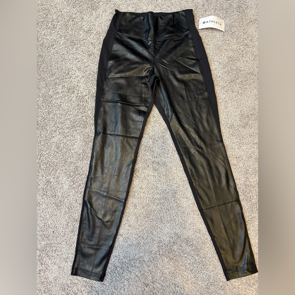 NWT Athleta Delancey Shine High Rise Leggings, Black, Medium Tall